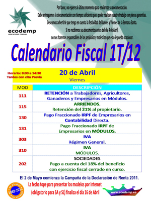 Calendario 1T-2012
